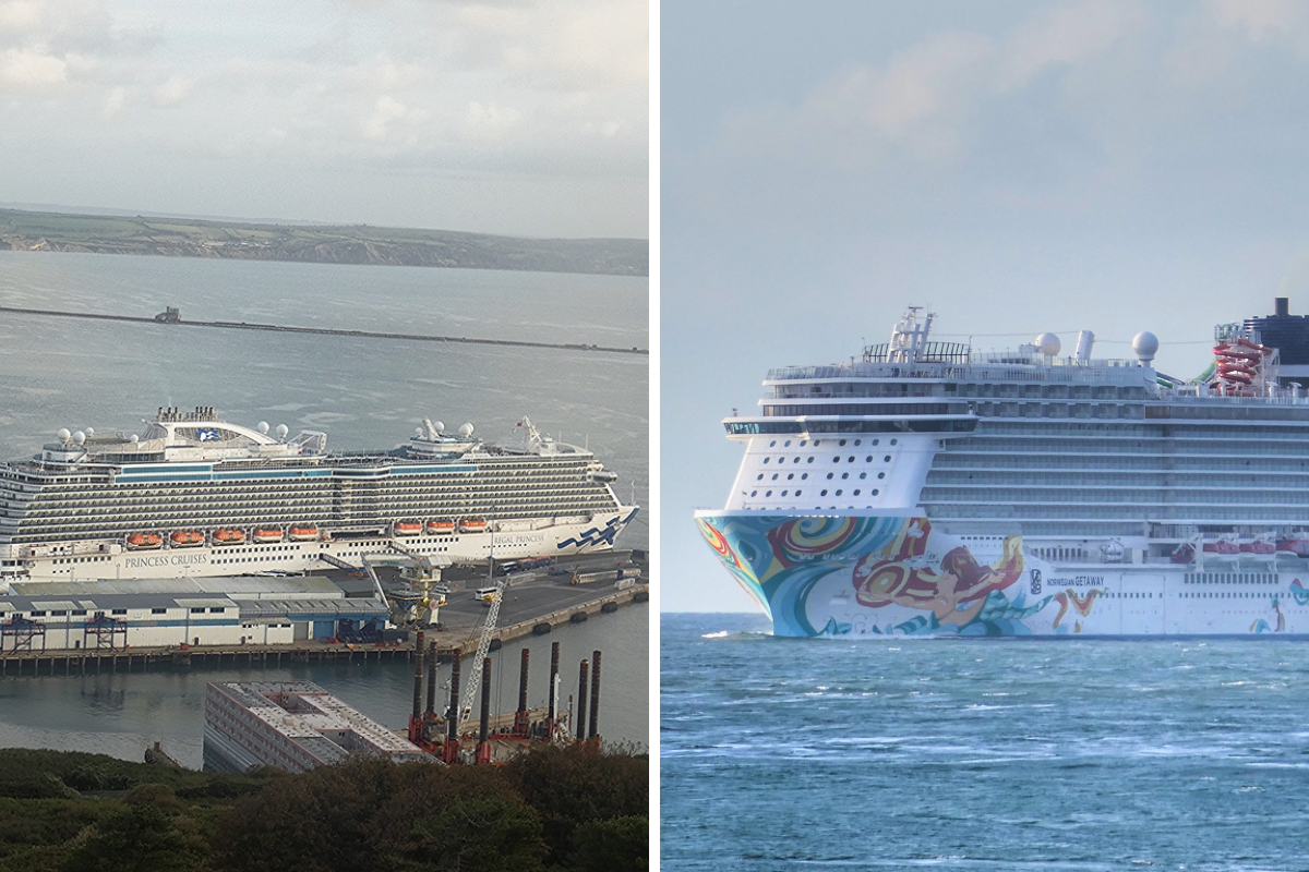 Two MASSIVE cruise ships arrive in Dorset today